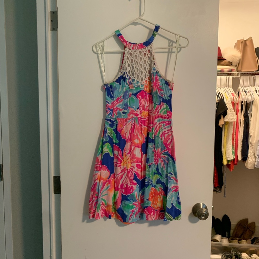 Lilly Pulitzer floral halter lace dress 00